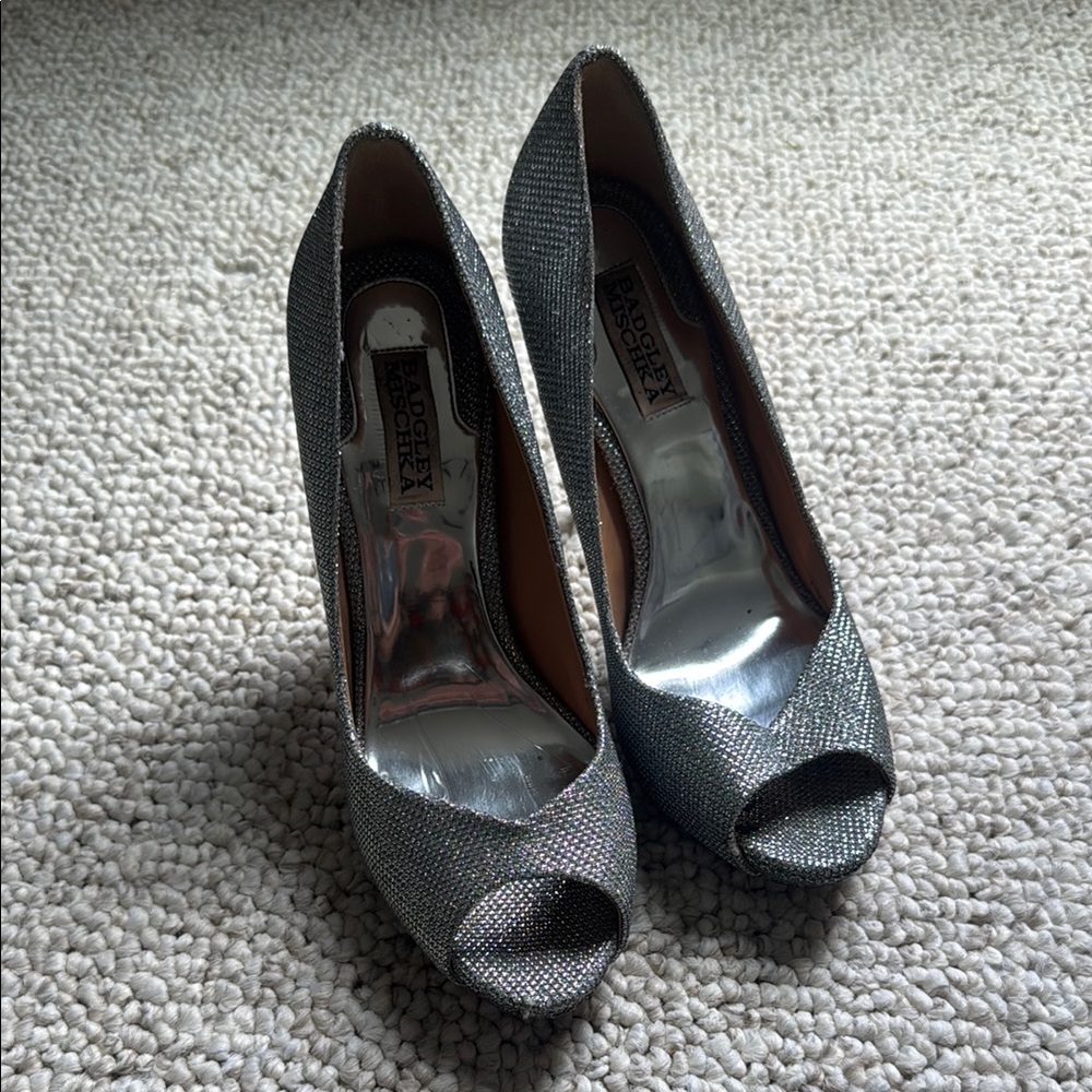 Badgley‎ Mischka Silver Stiletto Heels Classic Design - Picture 6 of 6